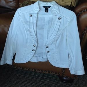 WHBM Cropped Jacket with Pleated Details